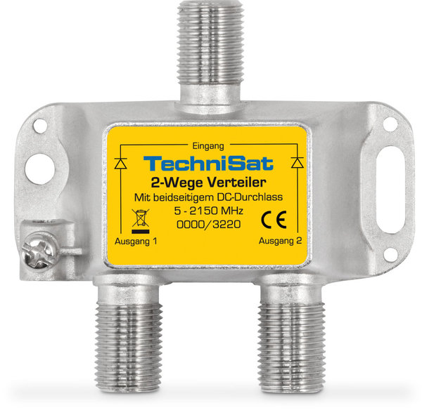 TechniSat: 2-Wege-Verteiler | 2 x DC-Durchlass, diodenentkoppelt | 0000/3220